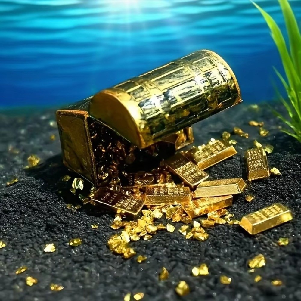 Aquarium Plants Live - 1Set Fun Mini Pirate Treasure Chest
